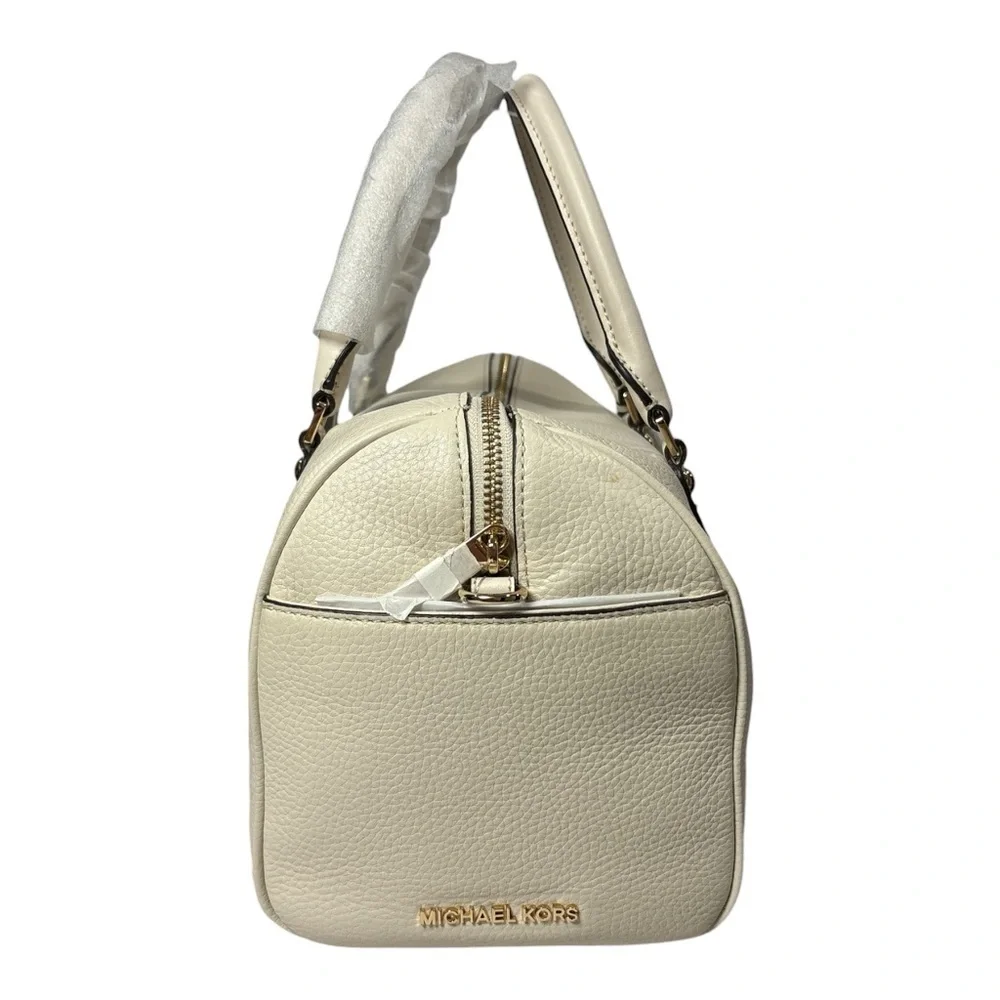 NWT Michael Kors Aria Medium Satchel Ecru Cream Pebbled Leather Purse Handbag - Picture 4 of 10